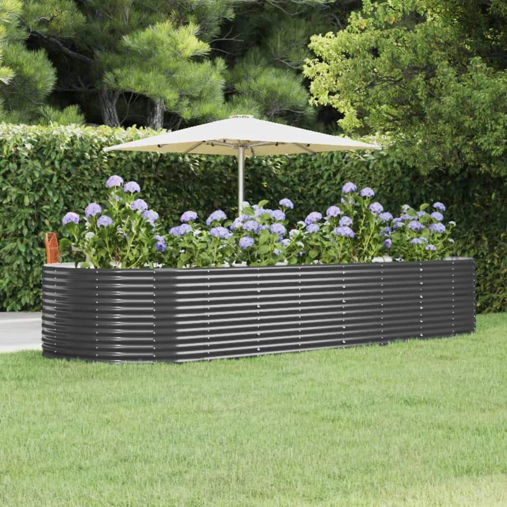 vidaXL Garden Raised Bed Anthracite 367x140x68 cm Powder-coated Steel