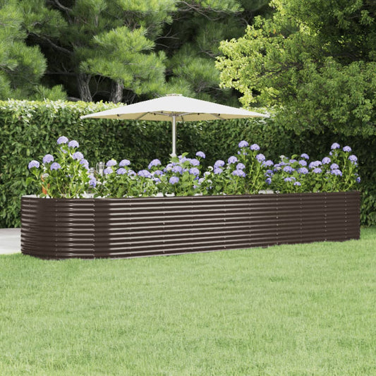 vidaXL Garden Raised Bed Brown 447x140x68 cm Powder-coated Steel