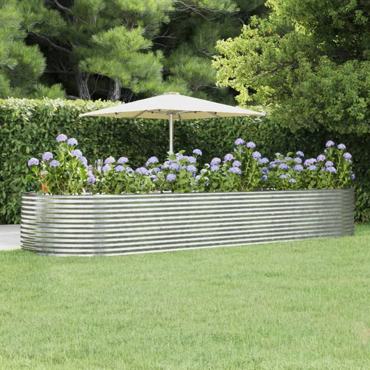 vidaXL Garden Raised Bed Silver 447x140x68 cm Powder-coated Steel
