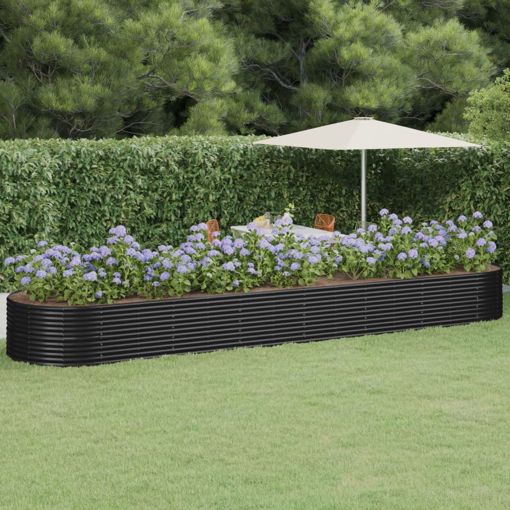vidaXL Garden Raised Bed Powder-coated Steel 584x140x68 cm Anthracite
