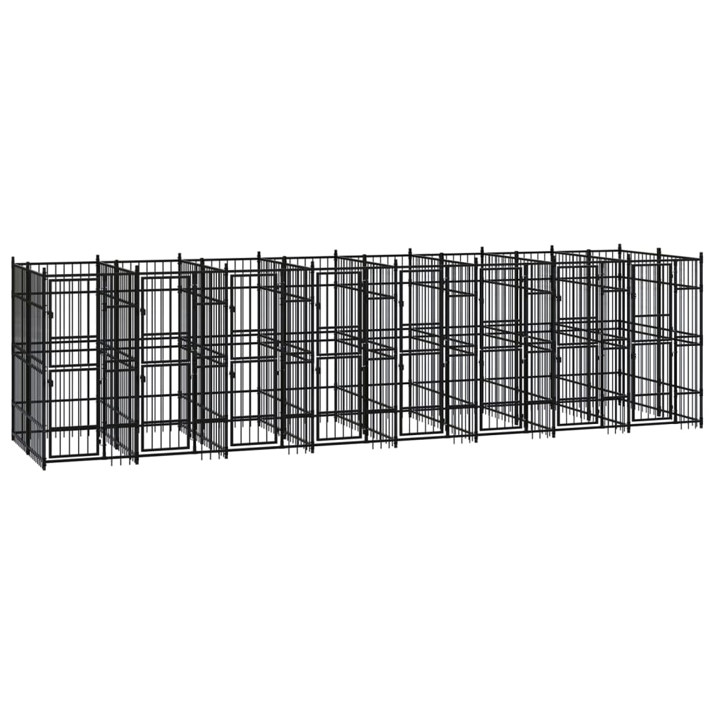vidaXL Outdoor Dog Kennel Steel 14.75 mŒ_
