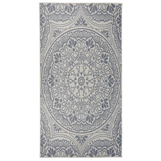 vidaXL Outdoor Flatweave Rug 80x150 cm Blue Pattern