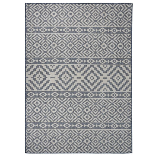 vidaXL Outdoor Flatweave Rug 120x170 cm Blue Stripes