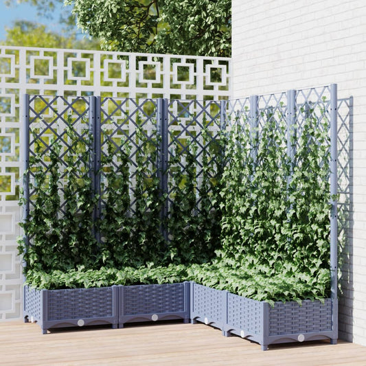 vidaXL Garden Planter with Trellis Dark Grey 120x120x121.5 cm PP
