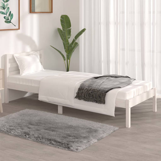 vidaXL Bed Frame Solid Wood Pine 75x190 cm White Small Single