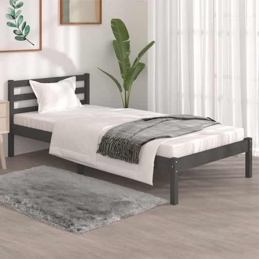 vidaXL Bed Frame Solid Wood Pine 90x190 cm Grey Single