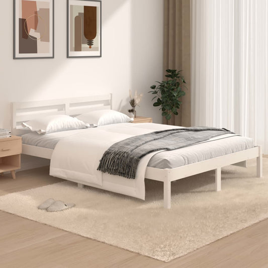 vidaXL Bed Frame Solid Wood Pine 120x190 cm White Small Double