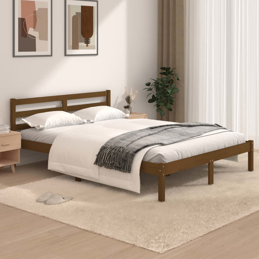 vidaXL Bed Frame Solid Wood Pine 120x190 cm Honey Brown Small Double