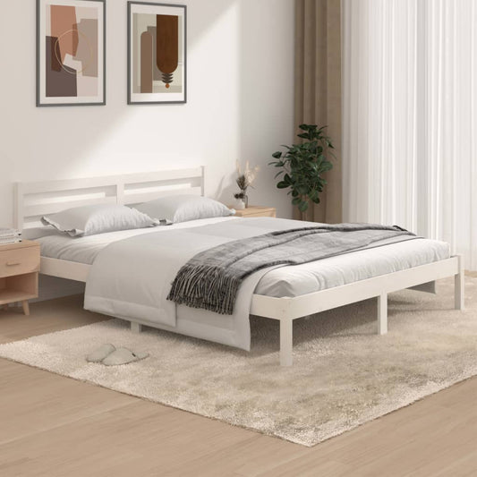 vidaXL Bed Frame Solid Wood Pine 150x200 cm White King Size