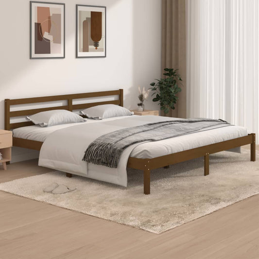 vidaXL Bed Frame Solid Wood Pine 180x200 cm Honey Brown Super King Size