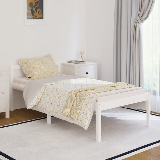 vidaXL Bed Frame White 90x190 cm Single Solid Wood Pine