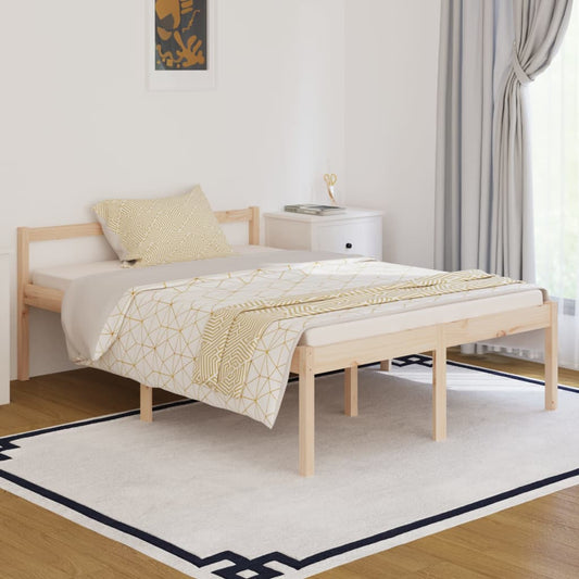 vidaXL Bed Frame 135x190 cm Double Solid Wood Pine