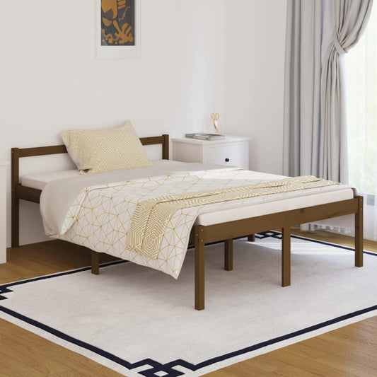 vidaXL Bed Frame Honey Brown 135x190 cm Double Solid Wood Pine