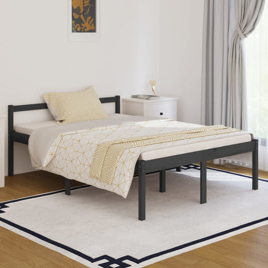 vidaXL Bed Frame Grey 140x190 cm Solid Wood Pine
