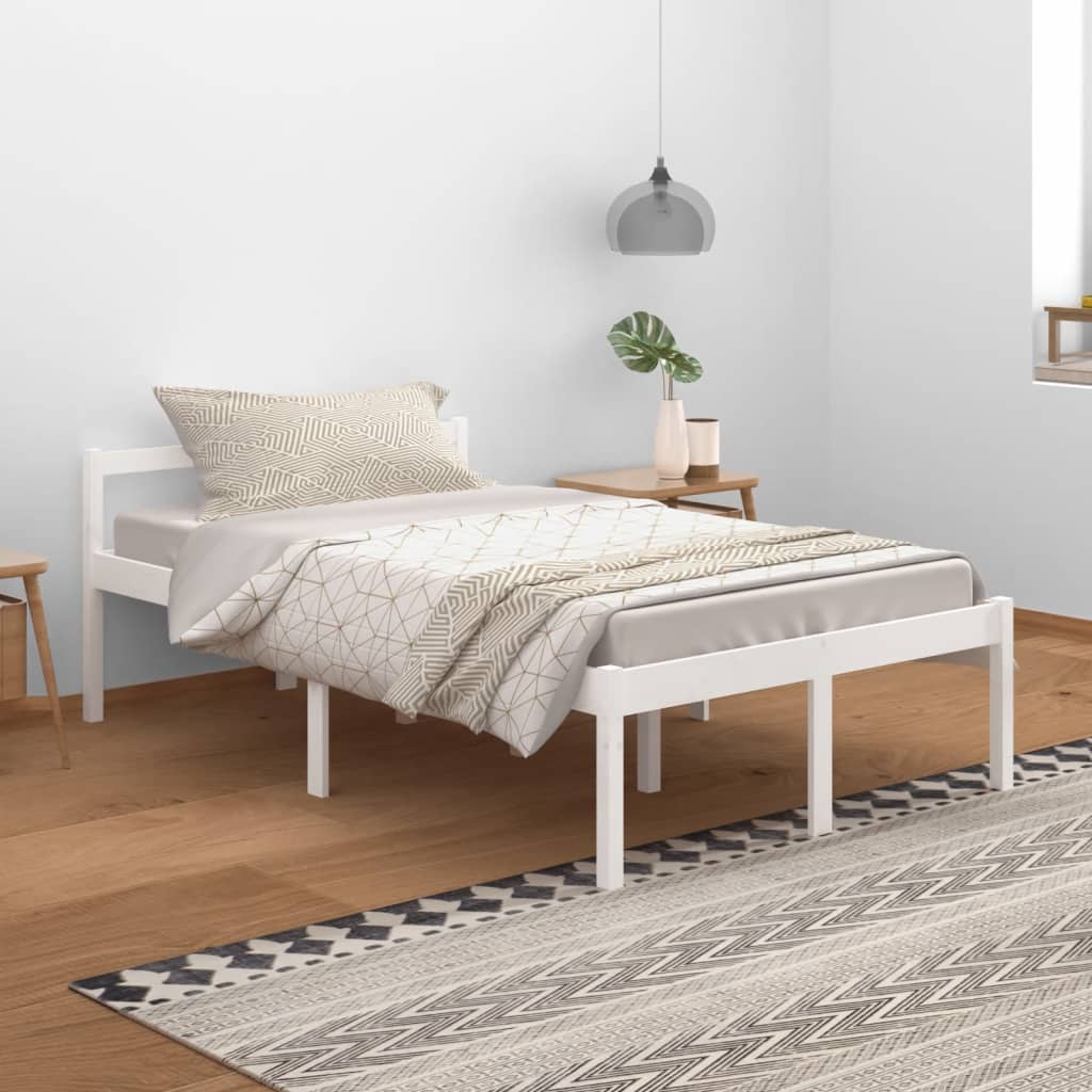 vidaXL Bed Frame White 120x200 cm Solid Wood Pine