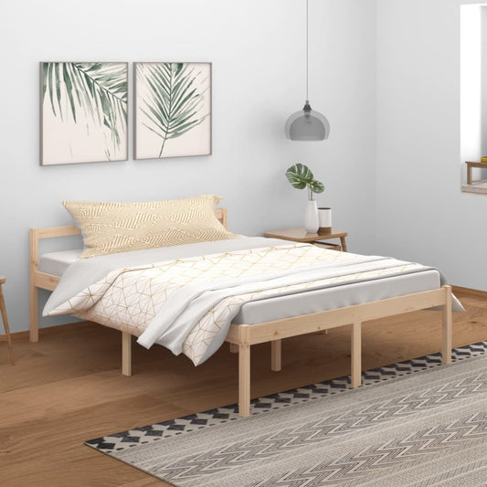 vidaXL Bed Frame 150x200 cm King Size Solid Wood Pine
