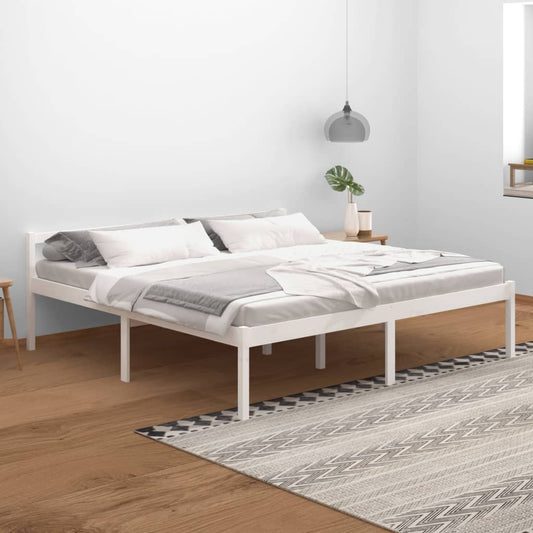 vidaXL Bed Frame White 200x200 cm Solid Wood Pine
