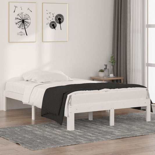 vidaXL Bed Frame White Solid Wood 120x190 cm Small Double