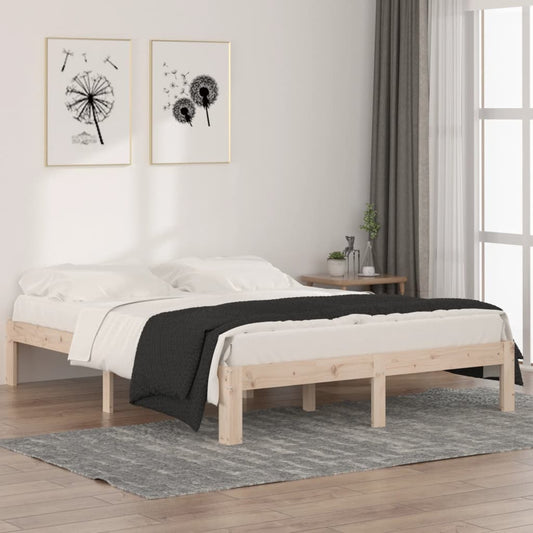 vidaXL Bed Frame Solid Wood Pine 140x190 cm