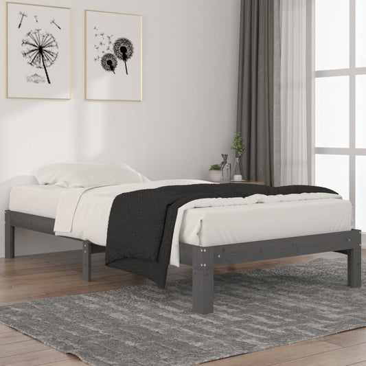vidaXL Bed Frame Grey Solid Wood Pine 100x200 cm