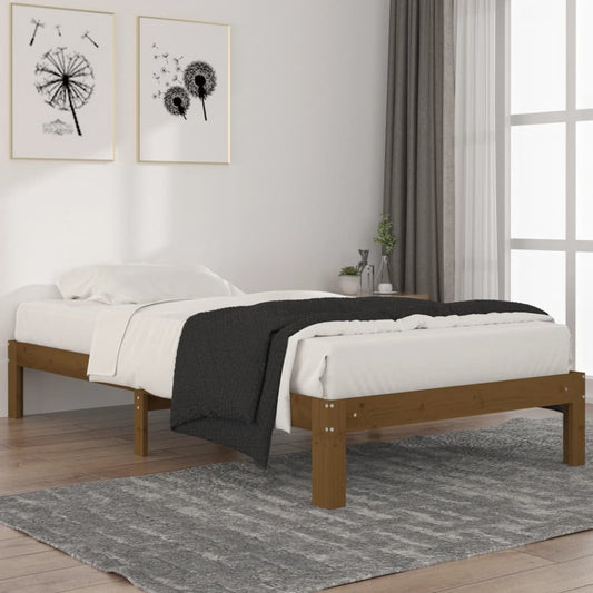 vidaXL Bed Frame Honey Brown Solid Wood Pine 100x200 cm