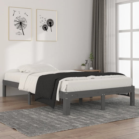 vidaXL Bed Frame Grey Solid Wood Pine 120x200 cm