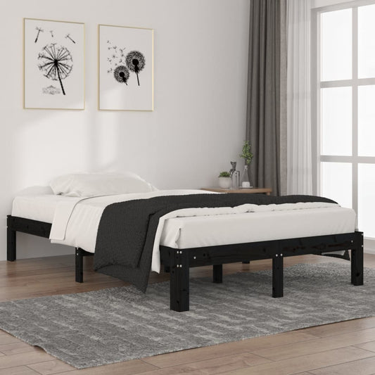 vidaXL Bed Frame Black Solid Wood Pine 120x200 cm