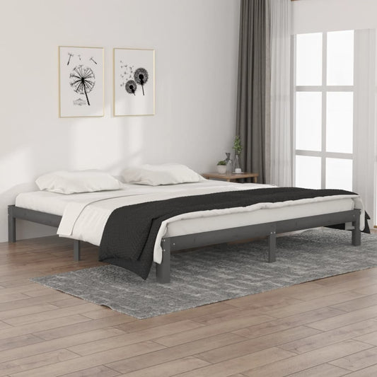 vidaXL Bed Frame Grey Solid Wood Pine 200x200 cm