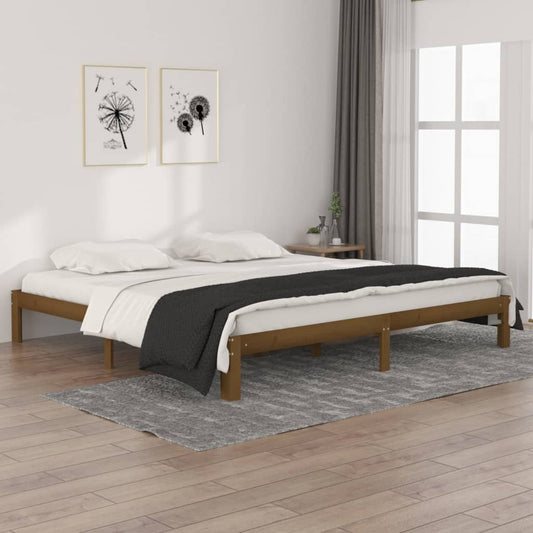 vidaXL Bed Frame Honey Brown Solid Wood Pine 200x200 cm