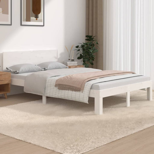 vidaXL Bed Frame White Solid Wood 120x190 cm Small Double