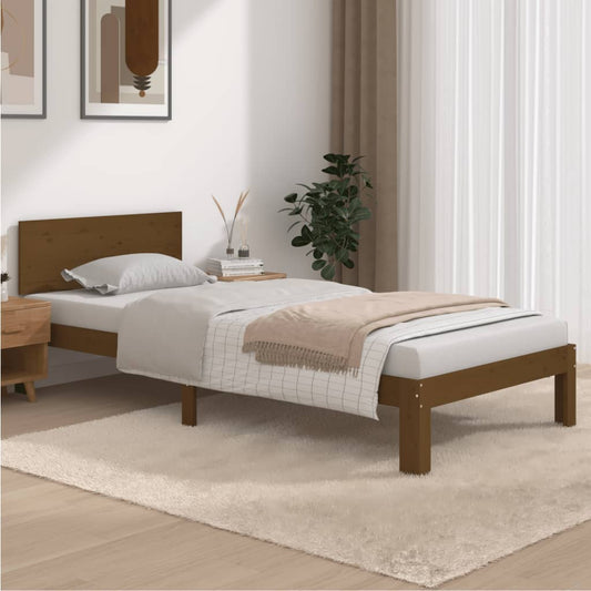 vidaXL Bed Frame Honey Brown Solid Wood Pine 90x200 cm