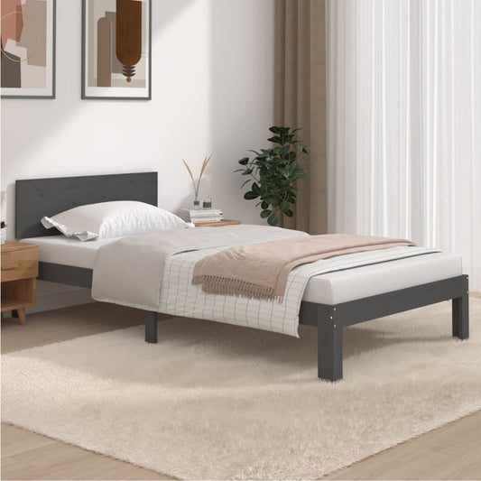 vidaXL Bed Frame Grey Solid Wood Pine 100x200 cm