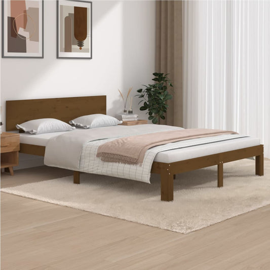vidaXL Bed Frame Honey Brown Solid Wood Pine 140x200 cm