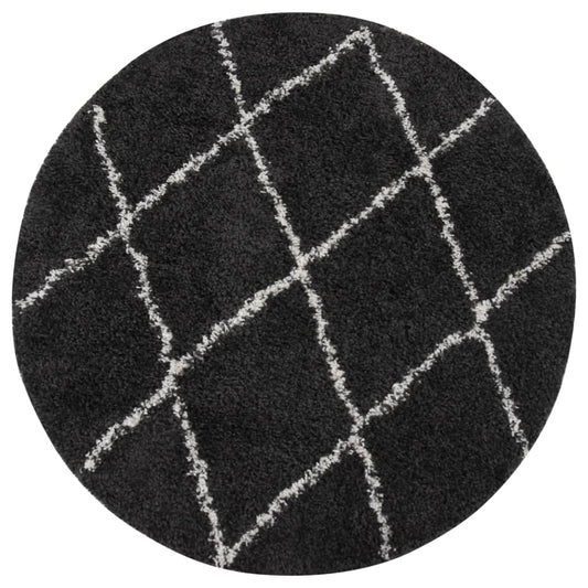vidaXL Shaggy Rug High Pile Cream and Anthracite “Ê120 cm