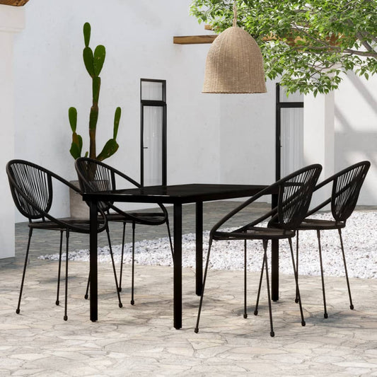 vidaXL 5 Piece Garden Dining Set Black