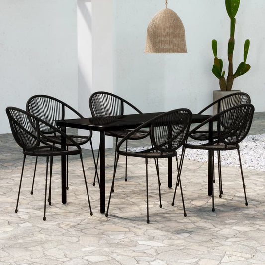 vidaXL 7 Piece Garden Dining Set Black
