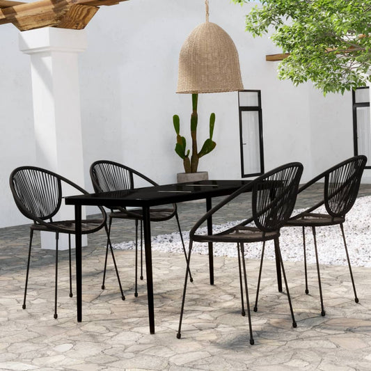 vidaXL 5 Piece Garden Dining Set Black