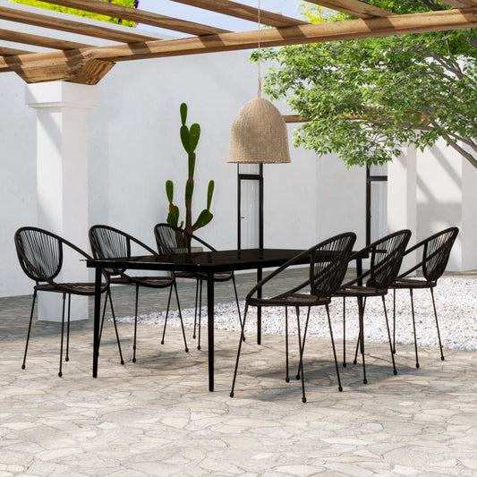 vidaXL 7 Piece Garden Dining Set Black