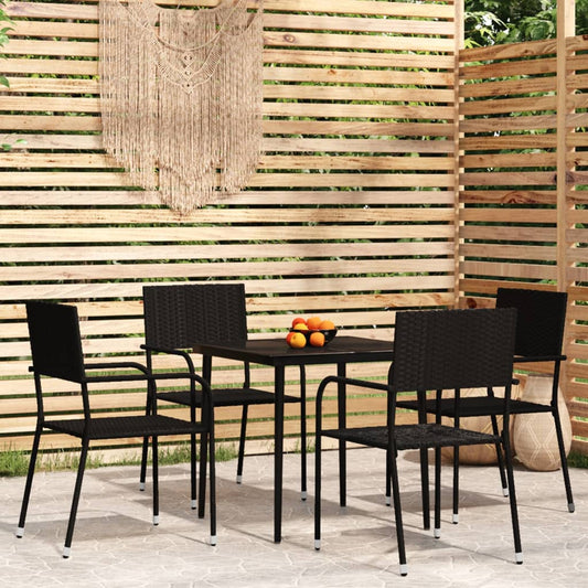 vidaXL 5 Piece Garden Dining Set Black