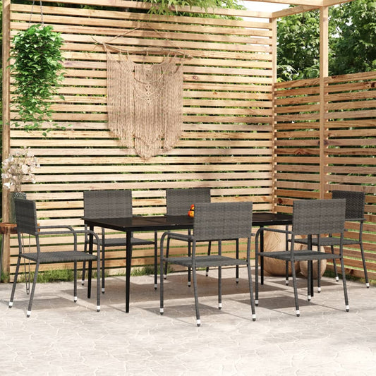 vidaXL 7 Piece Garden Dining Set Grey