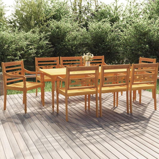 vidaXL 9 Piece Garden Dining Set Solid Wood Teak