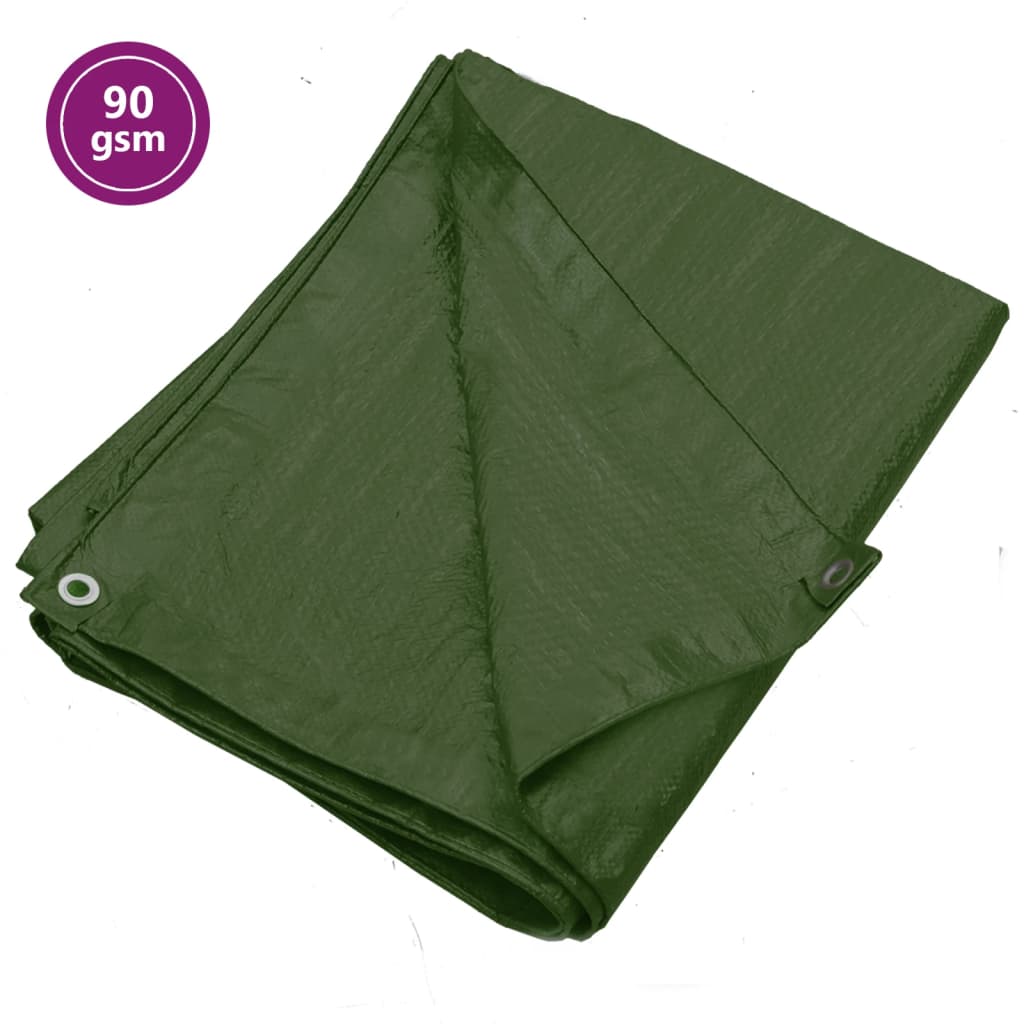 vidaXL Tarpaulin 90 g/mŒ_ 6x12 m Green HDPE