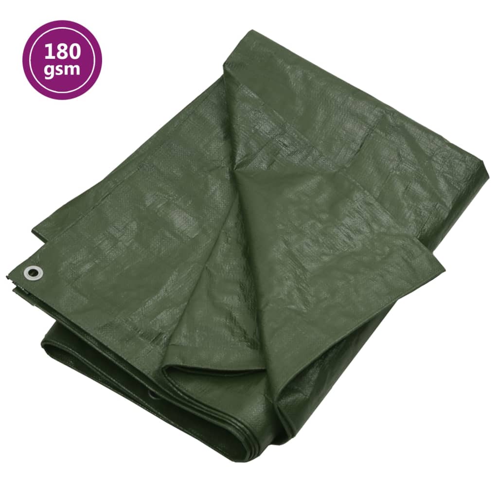 vidaXL Tarpaulin 180 g/mŒ_ 6x10 m Green HDPE