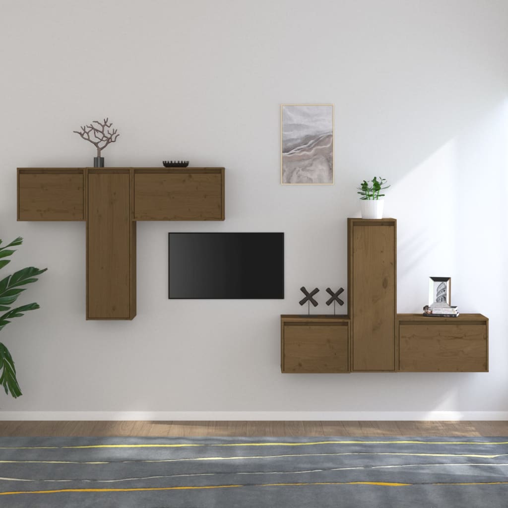 vidaXL TV Cabinets 6 pcs Honey Brown Solid Wood Pine