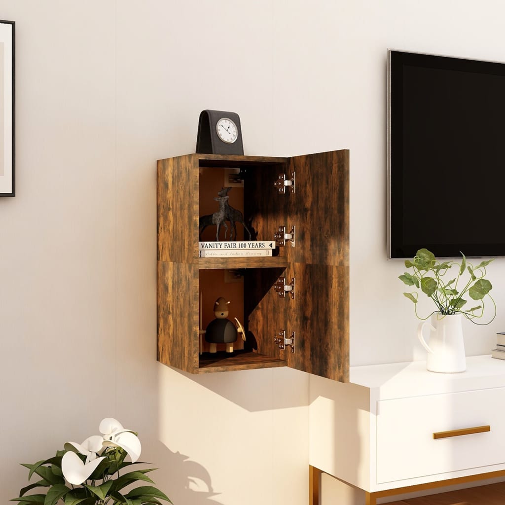 vidaXL Wall Mounted TV Cabinet 2 pcs Smoked Oak 30.5x30x30 cm