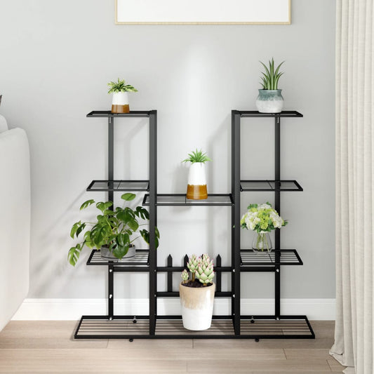vidaXL Flower Stand 94.5x25x89 cm Black Iron