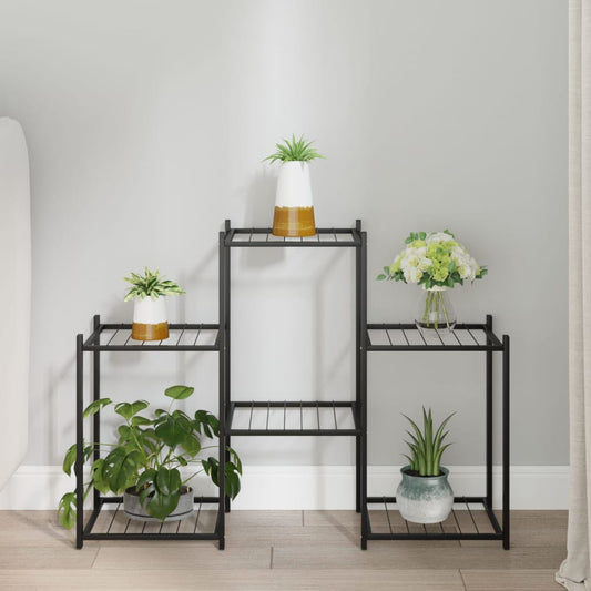 vidaXL Flower Stand 83x25x60 cm Black Iron