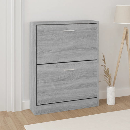 vidaXL Shoe Cabinet Grey Sonoma 59x17x81 cm Engineered Wood
