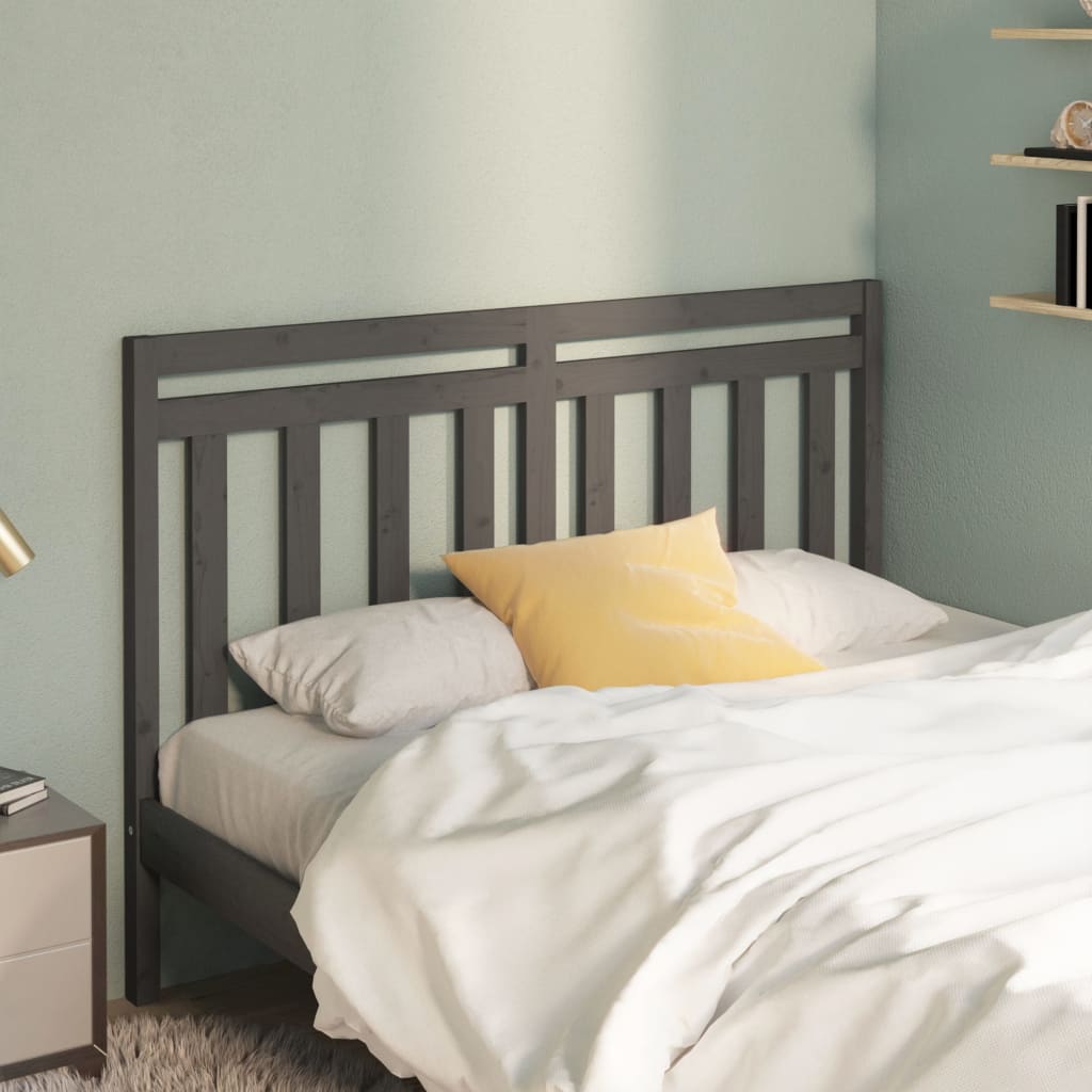 vidaXL Bed Headboard Grey 141x4x100 cm Solid Wood Pine
