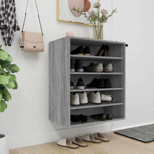 vidaXL Shoe Cabinet Grey Sonoma 60x35x70 cm Engineered Wood